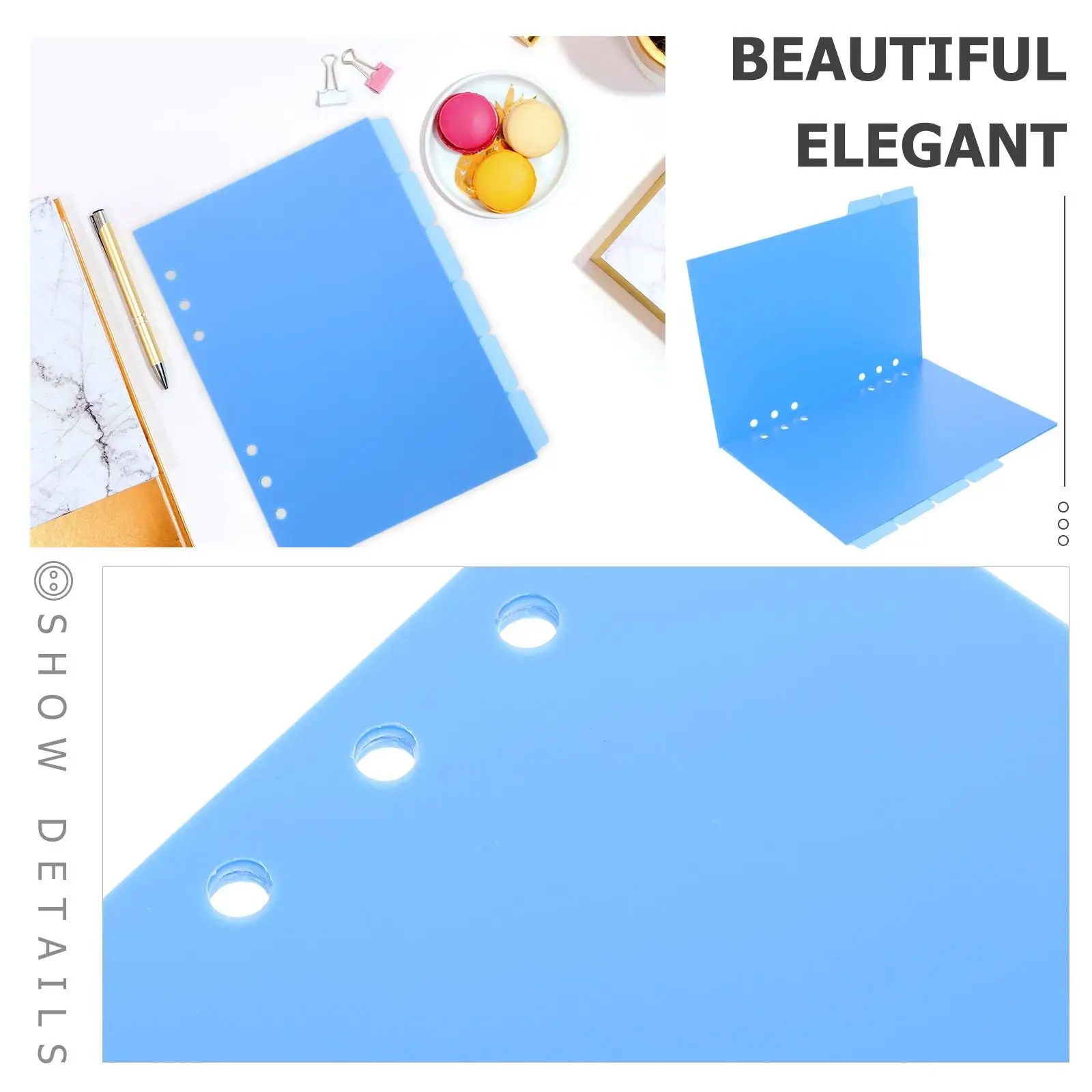 6 Pcs A5 Blue PP Material Notebook Dividers with Writable Tabs for Binder Organizers Detachable Index Page Separators