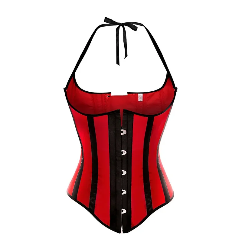 Sexy Halter Underbust Corsets for Women Stripe Corset Bustier Basque Corsets Top Vest Girdle Waist Shape Body Plue Size Lingerie