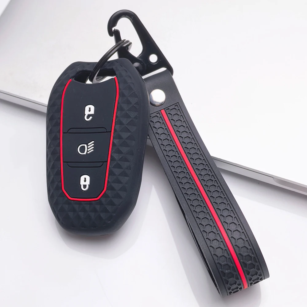 silicone car accessories key chain cover case for citroen C4 c3 C5 C6 DS3 DS5 DS6 for peugeot 508 2008 3008 308 e-208 2021 2022