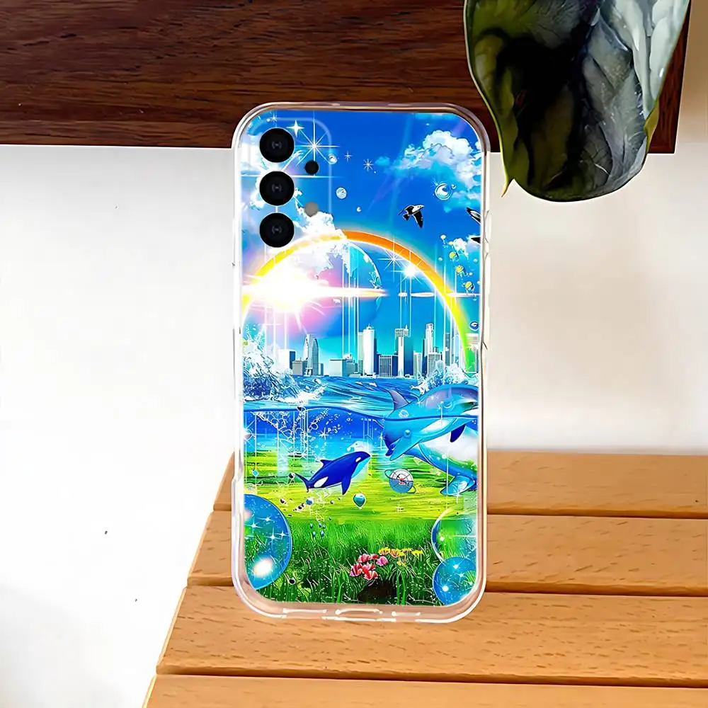 Funda de teléfono Frutiger Aero estilo azul para Samsung S30,S25,S24,S23,S21,S22,S20,S10,5G,FE,lite,PIus, funda Ultra transparente