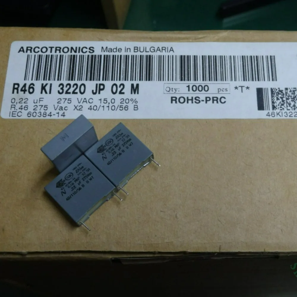 

10pcs/lot AV R46 MKP 0.22uf 275VAC 220nf u22 brand new 15mm film capacitor (height: 17mm) R46KI3220JP02M