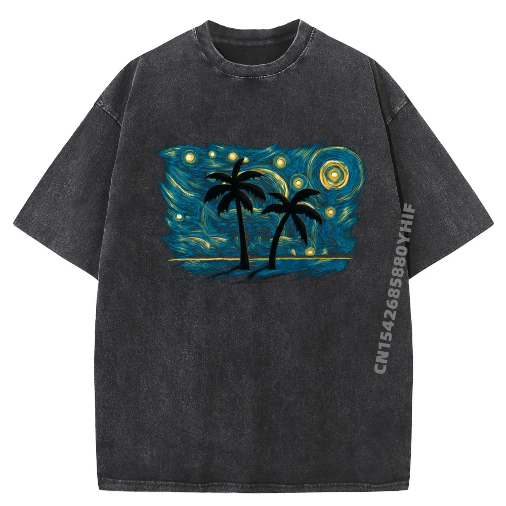 

Casual Retro Vintage Style Palm Tree Men Men T-shirt Summer Short Sleeve Graphic Luxury Designer Tops Tees Washed Tshirts