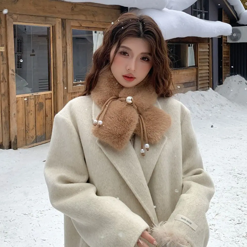 

Cold Proof Solid Color Cross Scarf Soft Furry Fluffy Fur Neck Warmer Windproof Warm Thicken Faux Fur Scarves Winter Season