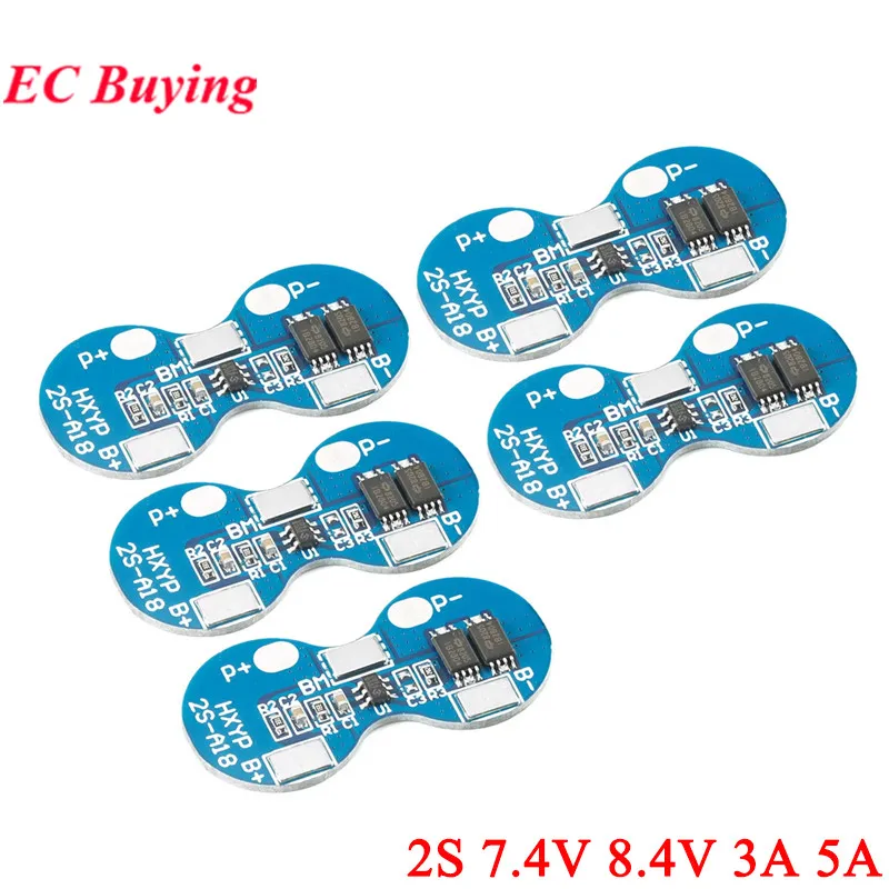 2 шт./1 шт. 2S 7,4 В 8,4 В 3A 4A 5A 18650 литиевая батарея, модуль защиты зарядного устройства, литий-ионная печатная плата Lipo PCB BMS PCM Cell Pack, разряд перезаряда