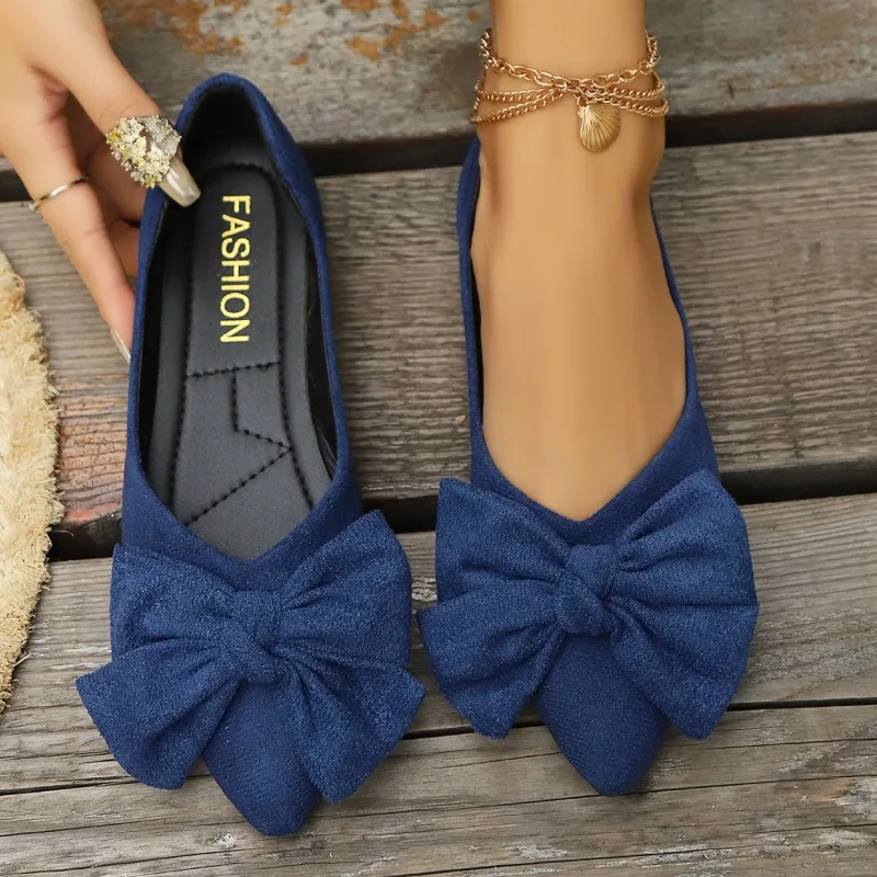 JGSHOWKITO Klassische Damen-Flats mit süßer Schleife, flache Ballerinas für Damen, spitze Zehenpartie, rutschfeste Damen-Mode-Loafer – Detail 25