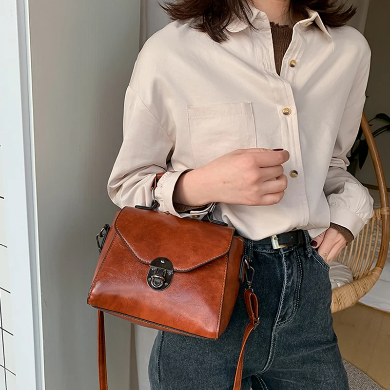 Kleine Quadratische Taschen Für Frauen Mode Einfarbig Designer Umhängetasche Umhängetasche Vintage PU Leder Handtaschen Weiblichen Beutel Bolsa – Detail 10
