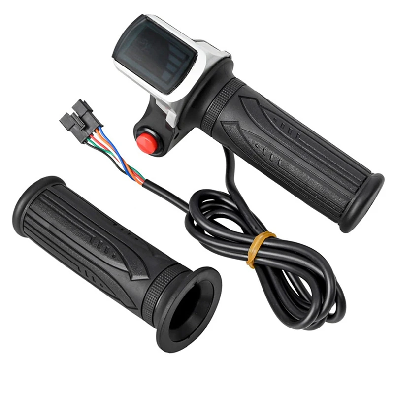 Universal Electric Bike Throttle With LCD Display Handle Throttle For 36V Twist Throttle Scooter E-Bike Parts