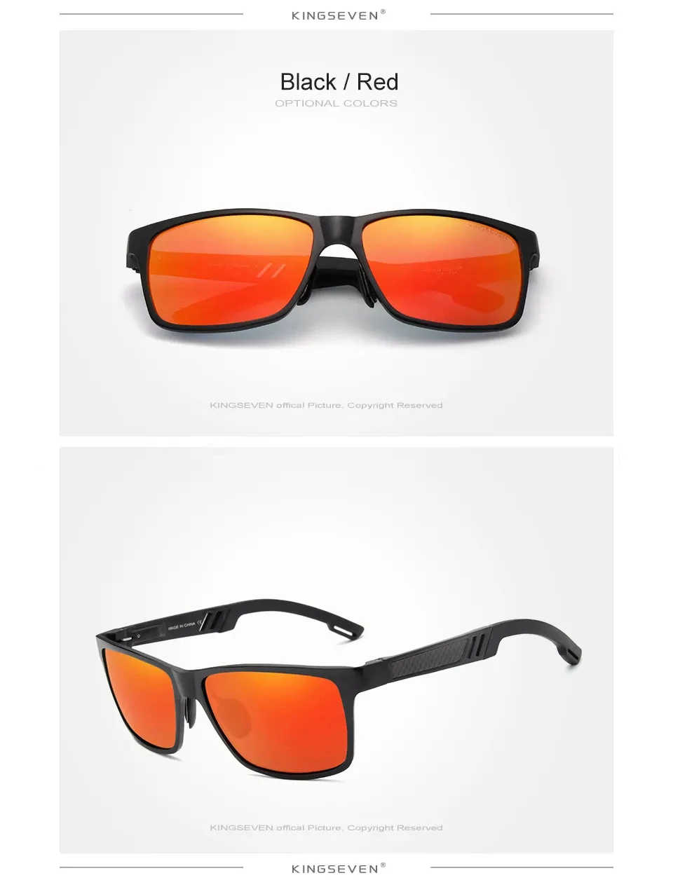 KINGSEVEN Männer Polarisierte Sonnenbrille Aluminium Magnesium Fahren UV400 Gläser Rechteck Shades Augenschutz Luxus Männlichen Brillen – Detail 6