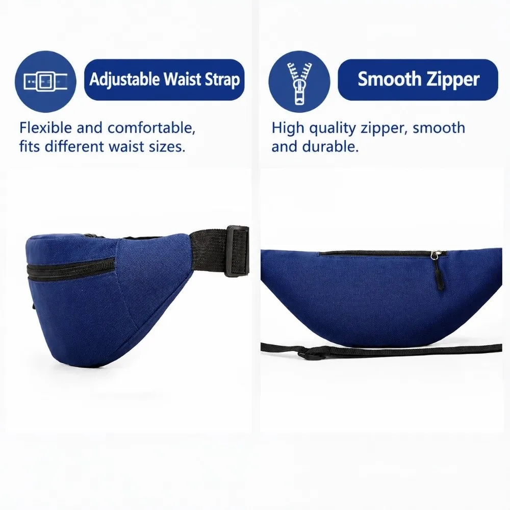 Casual Oxford Cloth Waist Pack Breathable Half Moon Shape Belt Bag Adjustable Strap Phone Pouch Sling Bag Unisex