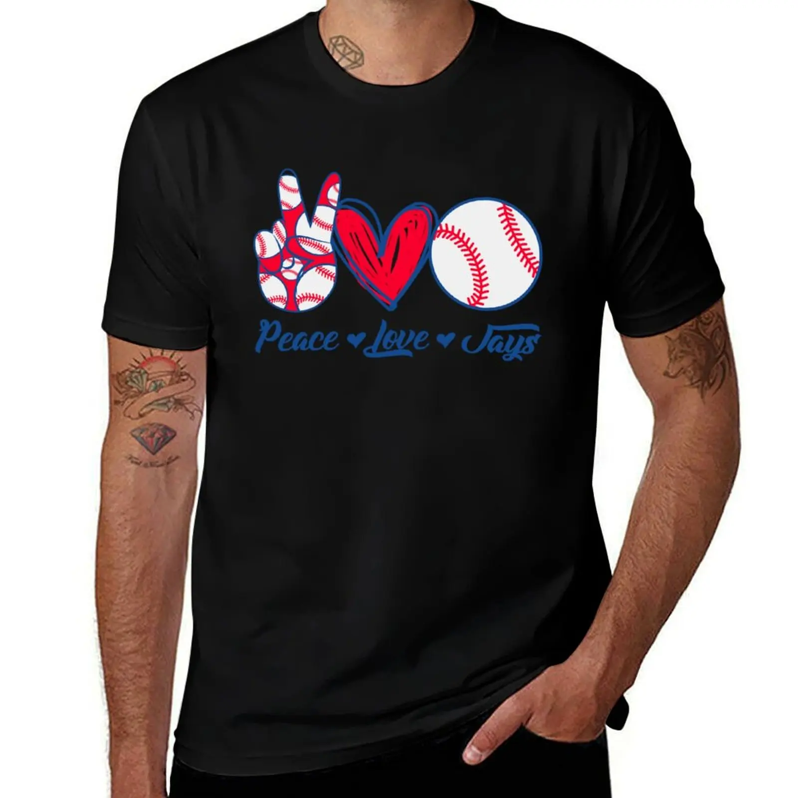 

Peace Love Jays - Baseball Team Active T-Shirt funny t shirts man cotton t shirts man 100% T-Shirt