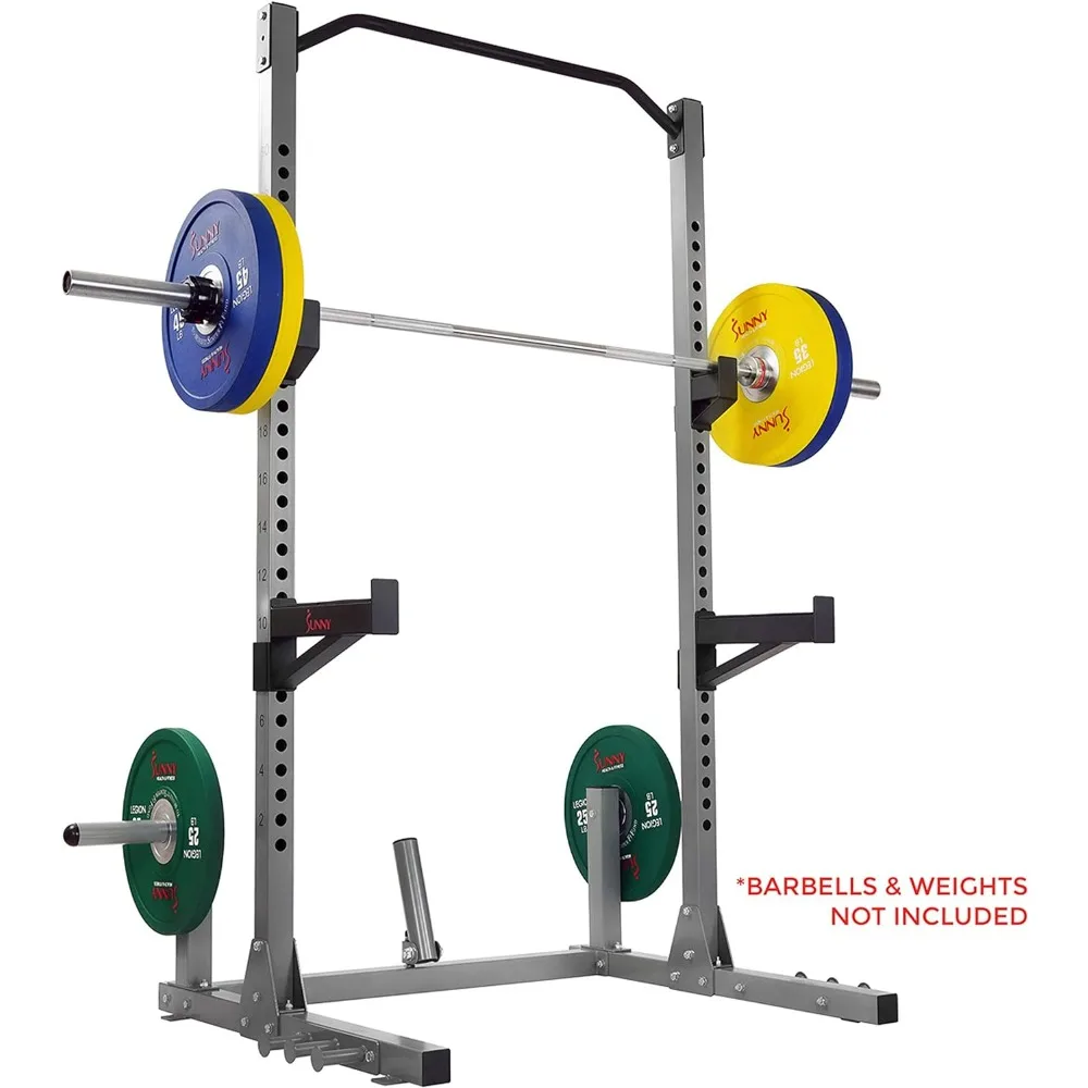 Power and Squat Rack with High Weight Capacity, Weight Plate Storage and 360° Swivel Landmine and Power Band Attachment