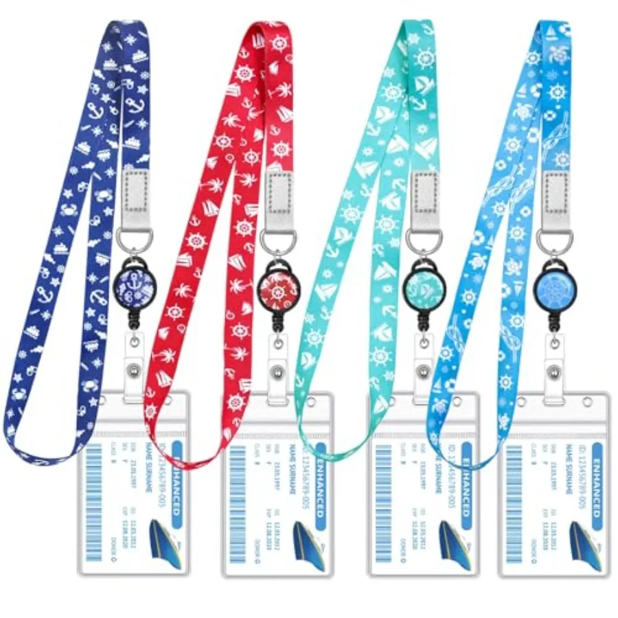 

4 Pack Cruise Lanyard for Ship Cards Lanyards with Retractable Badge Reels Waterproof ID Badge Holder, 2026 Cruise Essentials A