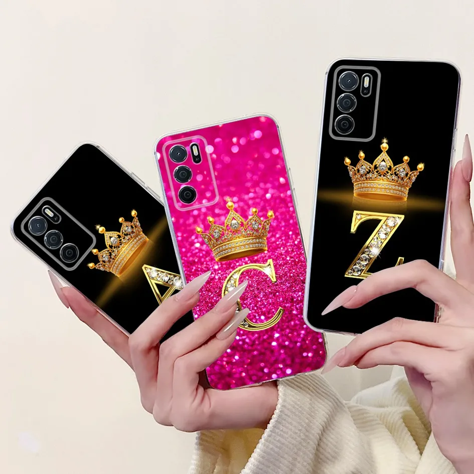 For OPPO A16 A16s Case CPH2269 CPH2271 Cover Fashion Crown Letters Soft Silicone Couple Phone Cases For OPPO A54s CPH2273 Bumper