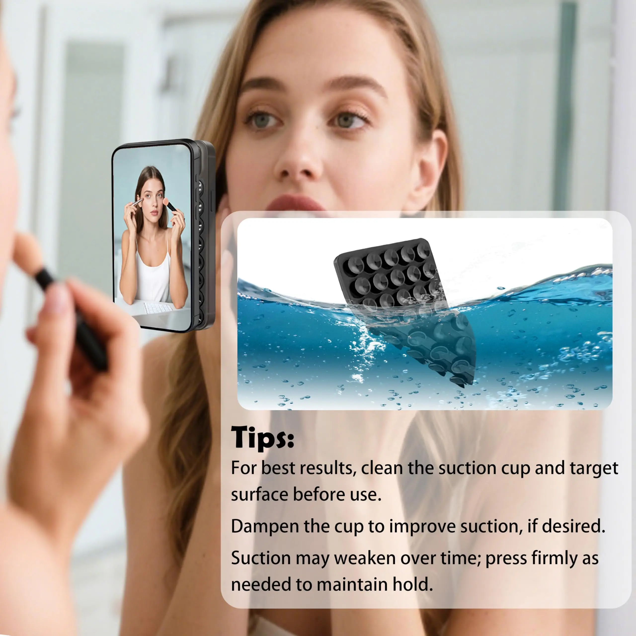 Ventosa in silicone Supporto per telefono Dispositivo mobile antiscivolo fisso multifunzionale Ventosa in gomma per telefono staccabile su due lati