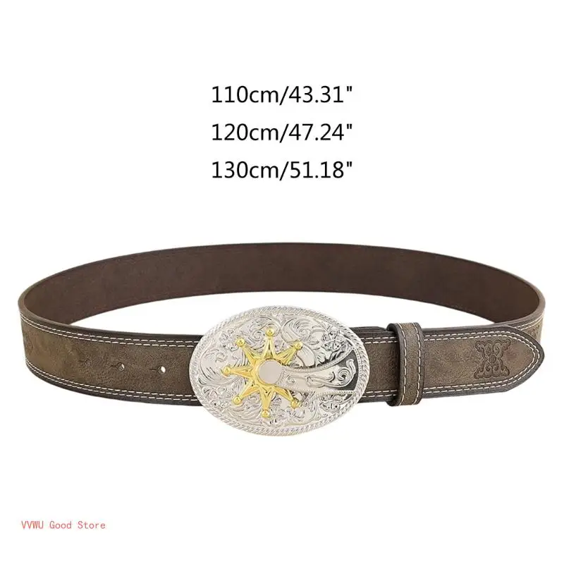 

Vintage Western Belt Cowboy Belts For Men Western Engraved Flower Buckle Belt