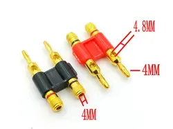 2pcs GOLD Connector Stackable Double 4mm Banana Plug Speaker Loudspeaker Plug