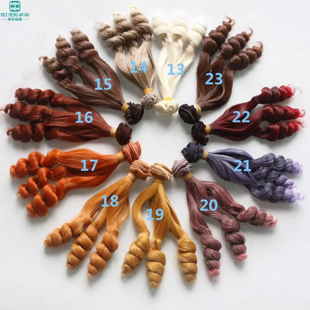 15 cm x 100 cm Curly doll wig fits 1/3 1/4 1/6 BJD DIY brown linen coffee black brown natural color high temperature hair for do
