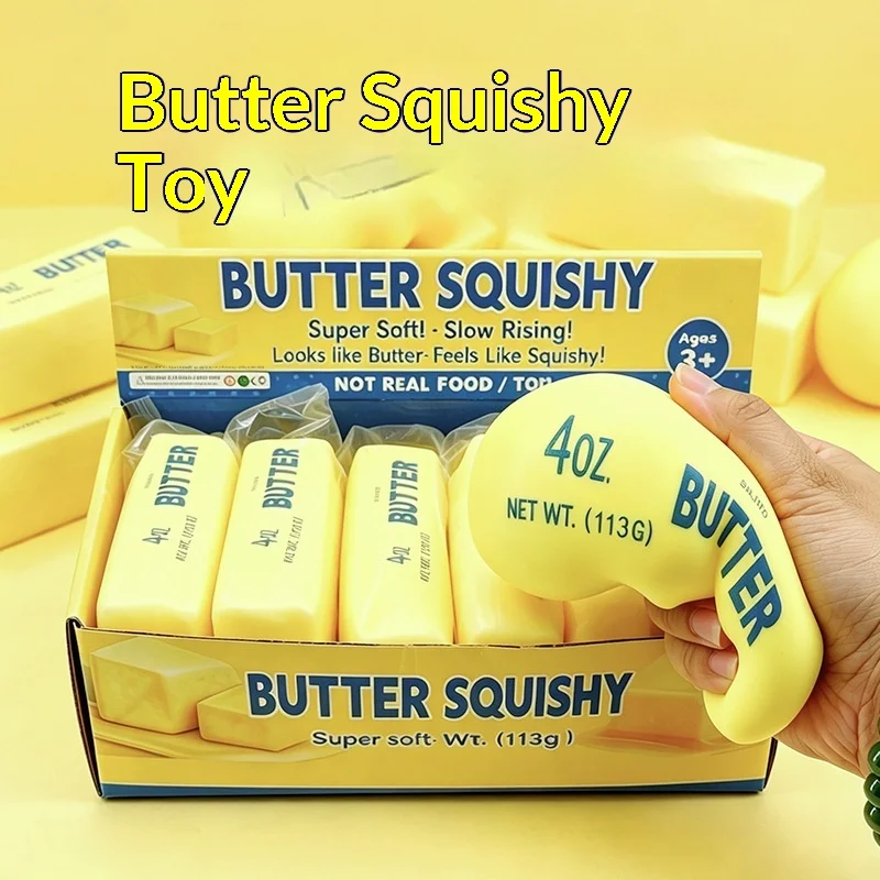 

Super Soft Butter Bar Squishy Toy, Imitation Cheese Slow Rising Squeeze Fidget Toy, Stress Relief Toy for Adults Teens Students