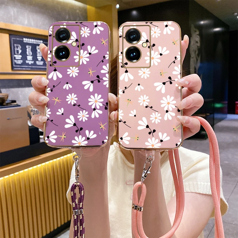 Y78Plus Simple Flower Luxury Plating Phone Case For VIVO Y78 Y35 Y35Plus Y85 Y76S Y100 Y77 Y200i Y91 Y93 X100 X100S Y28 Cover