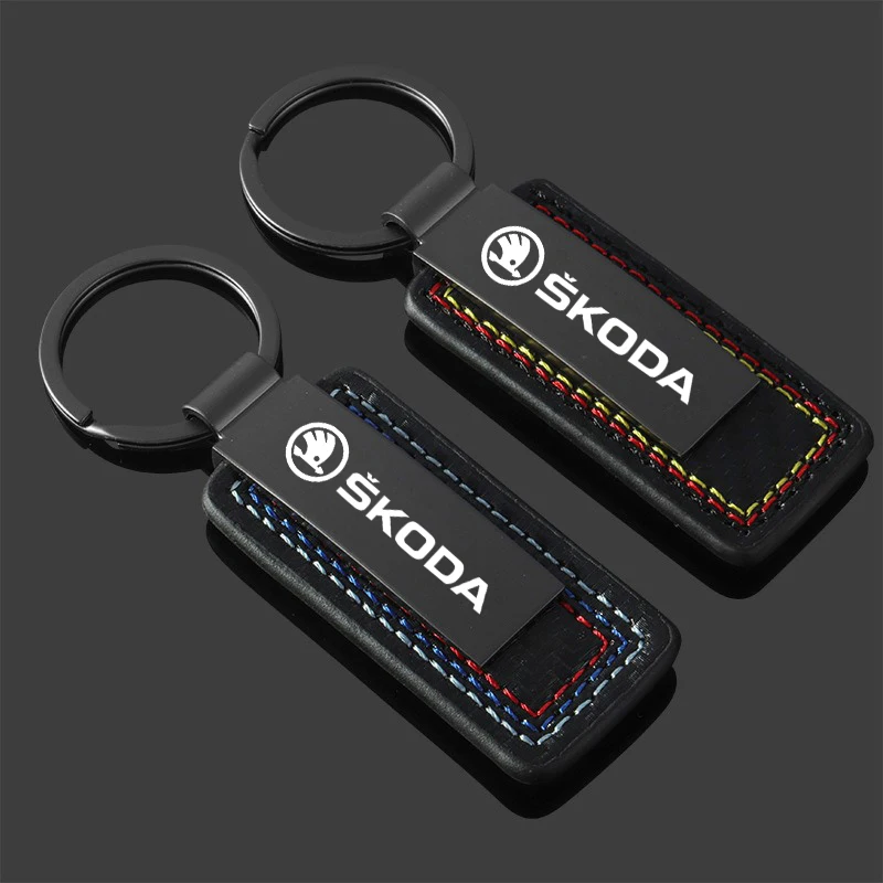 Metal Car Key Chains Ring Holder for Skoda Octavia Kodiaq Fabia Superb A5 A7 Kamiq Karoq Rapid Yeti Spaceback Auto Accessories