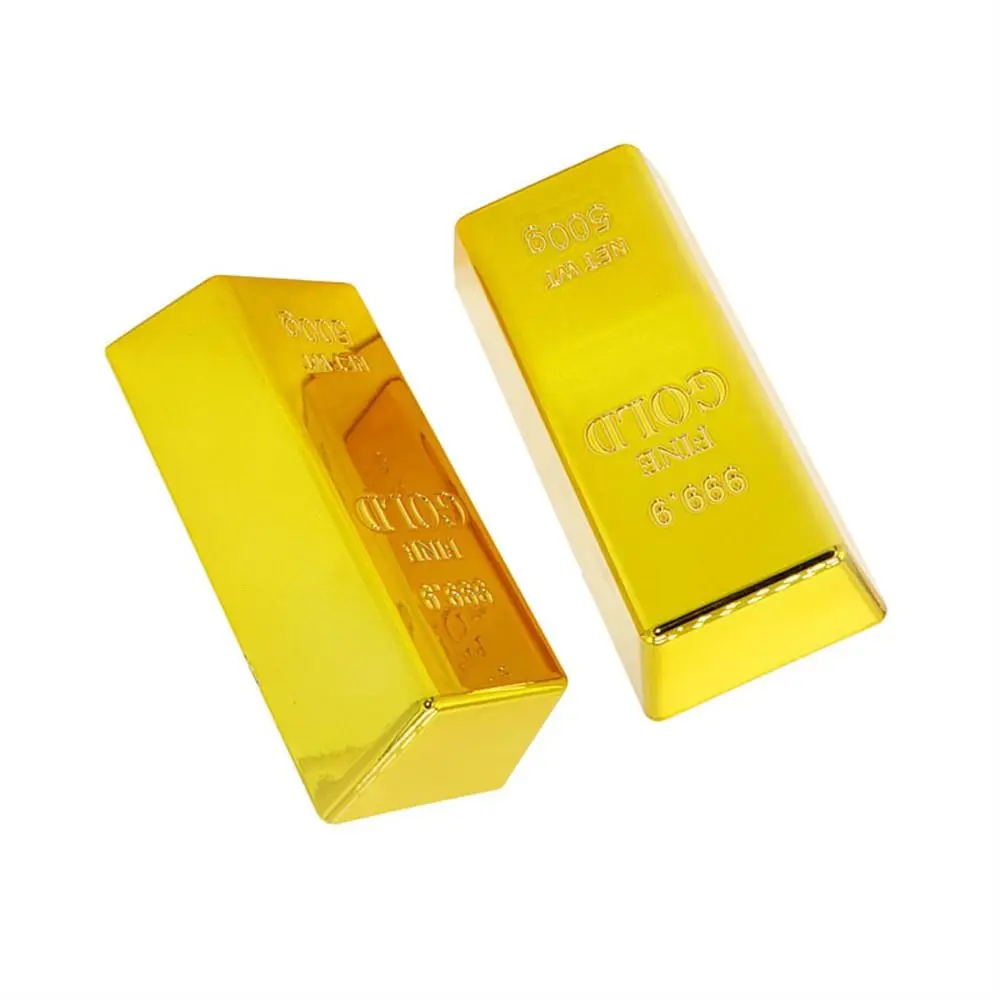 

Ideal Gift Simulation Fake Gold Bar Glittering Door Stop Golden Brick Paperweight Plastic Bullion Bar Novelty Gift