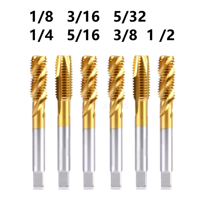 Tapping 1/8 3/16 5/32 1/4 5/16 3/8 1/2 Titanium-plated Drill Bit CNC Tool HSSCO Tap,Spiral Straight Groove