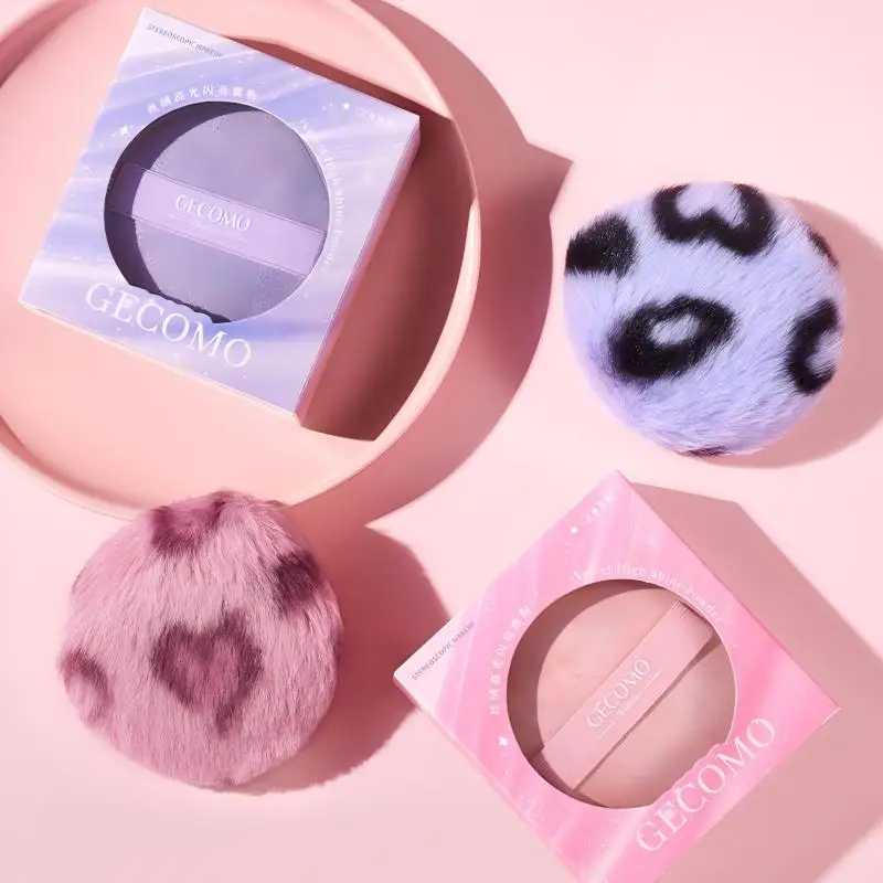 Esponja de polvo de felpa suave con brillo fino y brillante para iluminar el cuerpo, esponja de maquillaje para mejillas, fácil aplicación de maquillaje