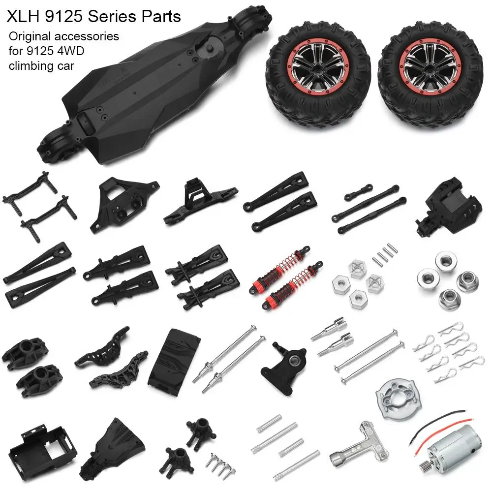 XLH 9125 Series Servo Set, Engrenagens metálicas, Caixa de engrenagens, Amortecedor, CVD dianteiro, Eixo de transmissão universal, Braço de suspensão inferior dianteiro, Peças