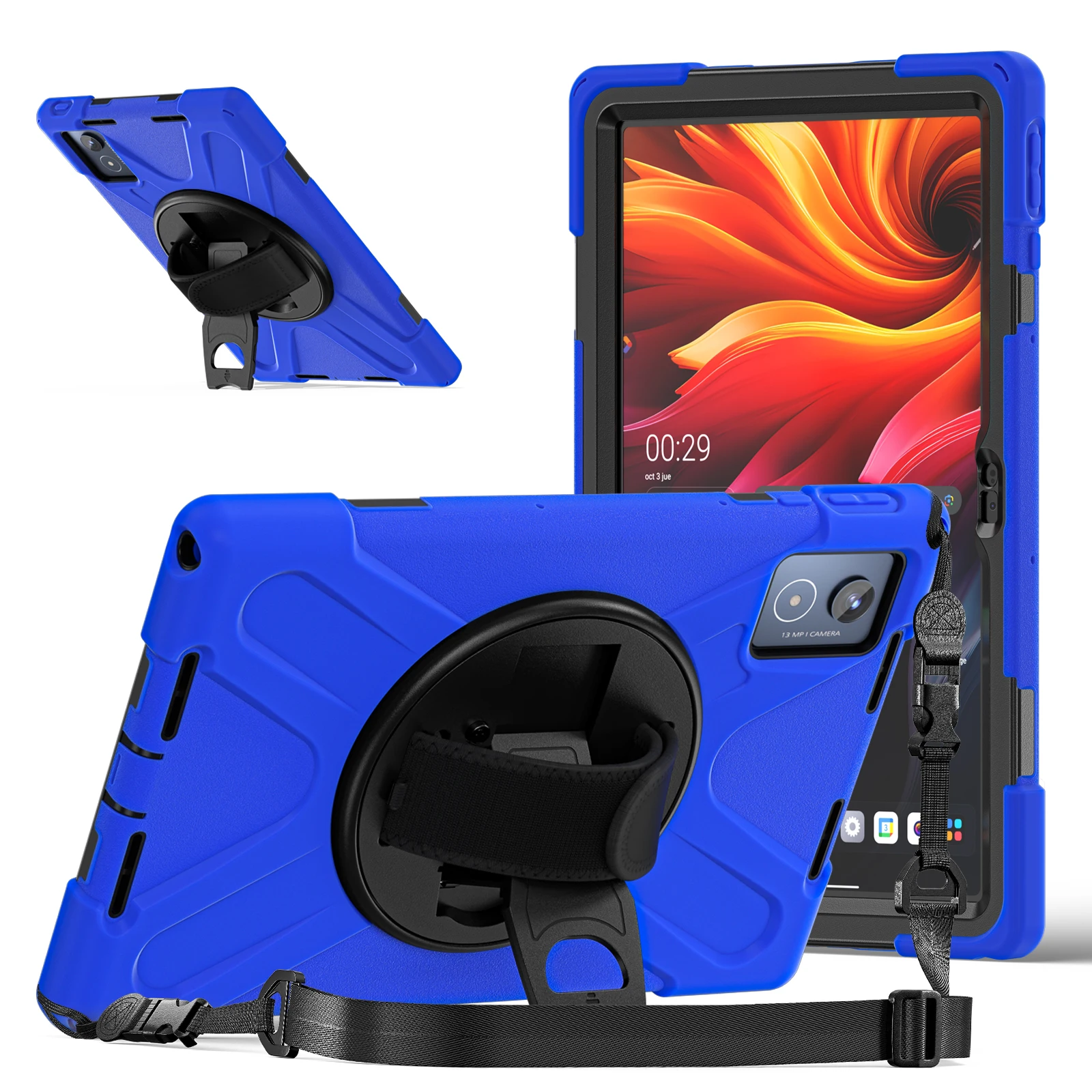 

Heavy Duty Cover For Lenovo Tab K11 Plus 2024 11.45 inch TB352FU TB352XU 360 Rotating Stand Armor Case With Hand,Shoulder Strap