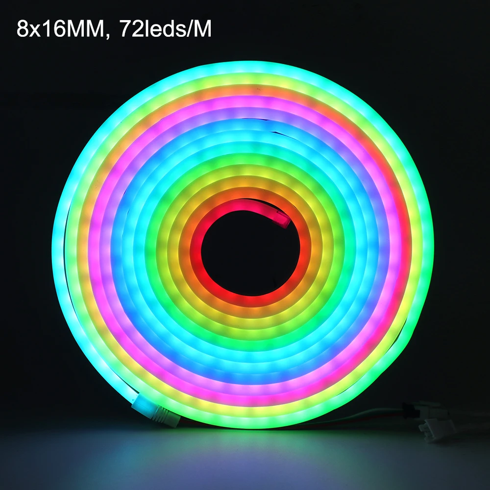 Taśma Neon LED 12V/24V RGBIC 5M 10M WS2811 z możliwością przyciemniania sznur oświetleniowy neonowego wodoodporna DIY do oświetlenie dekoracyjne