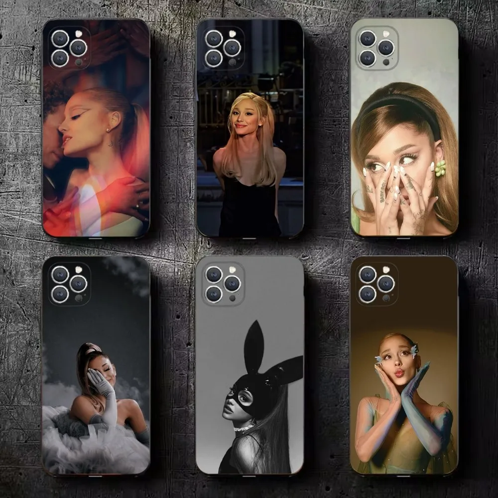 

Hot Singer A-Ariana G-Grandes Phone Case For iPhone 15,14,13,12,11,Plus,Pro Max,XS,X,XR,SE,Mini,8,7 Soft Silicone Black Cover