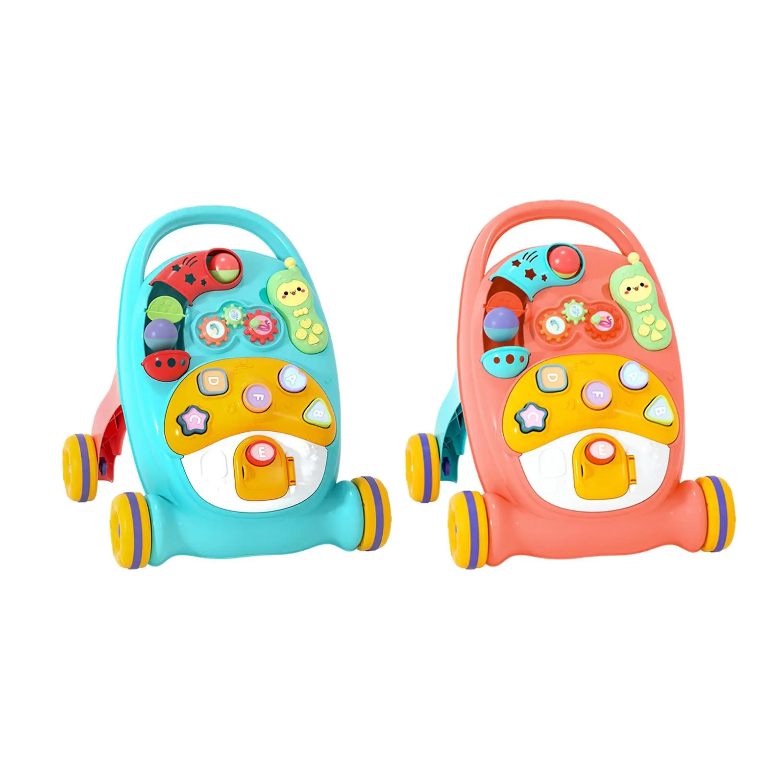 

Babies Four Wheel Standing Walker, First Steps Car Early Educational Toddler, Kids Musical Walking Toys for Limbs Exercise