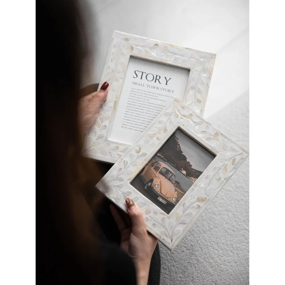 Wabi Sabi Style Shell Photo Frame High End Family Shadow Box Frame Creative Horizontal and Vertical Home Decoration Ornaments
