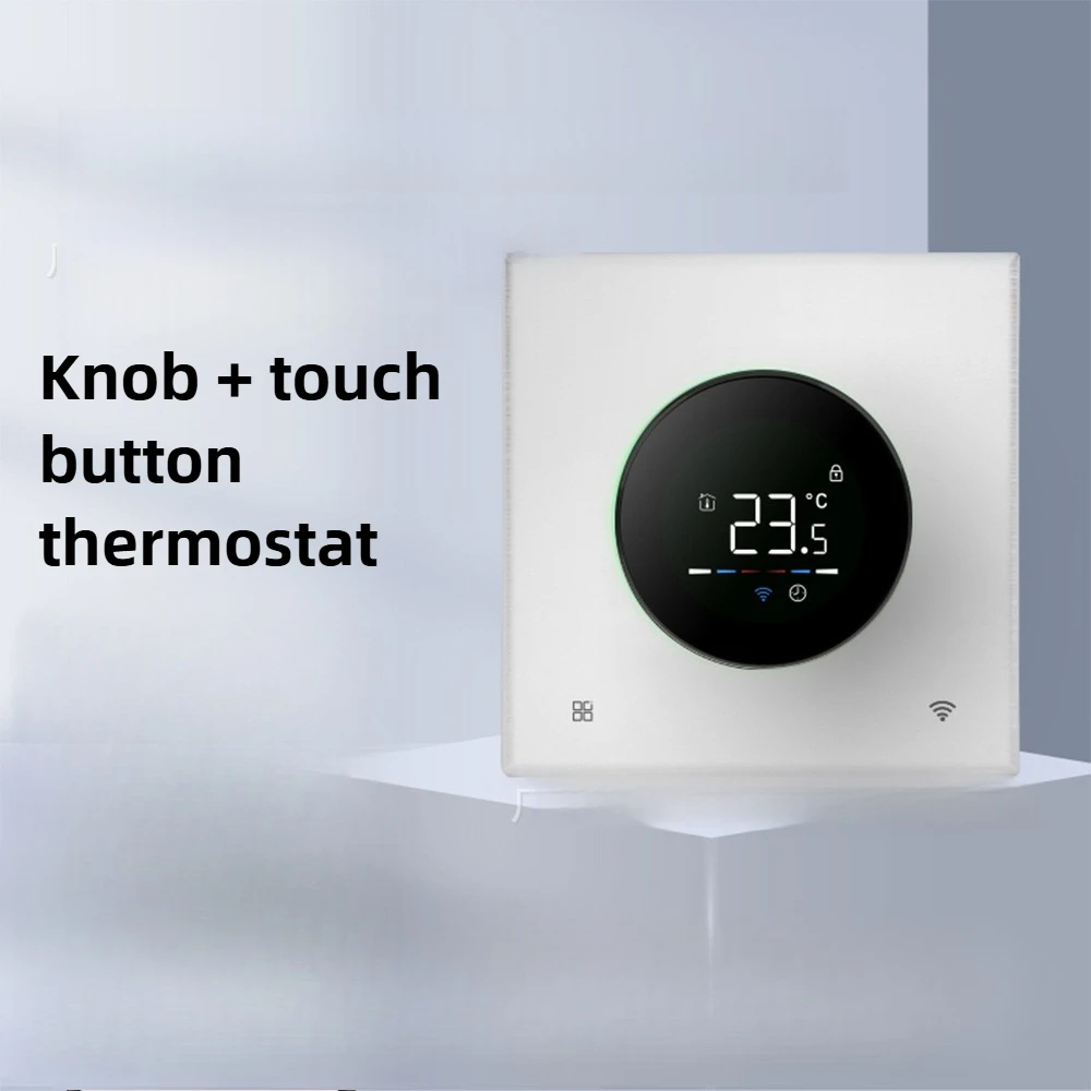 Indoor Smart Thermostat Knob+Touch Digital Display Control Electric Heating Wifi with External Sensor Temperature Control System