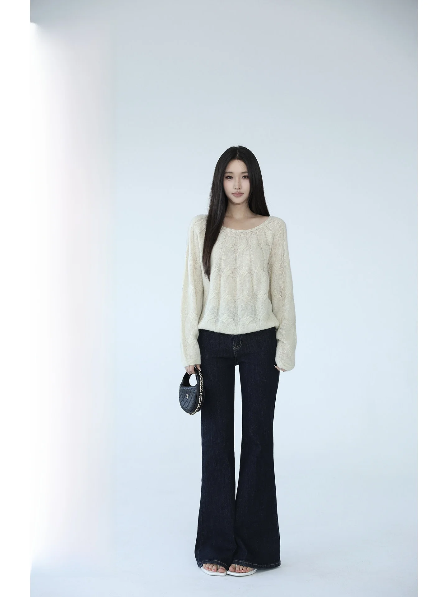 

Женский повседневный вязаный шерстяной свитер с цветочным узором, 50% шерсть, 27% кашемир, 23% хлопок, с длинным рукавом и высоким воротником