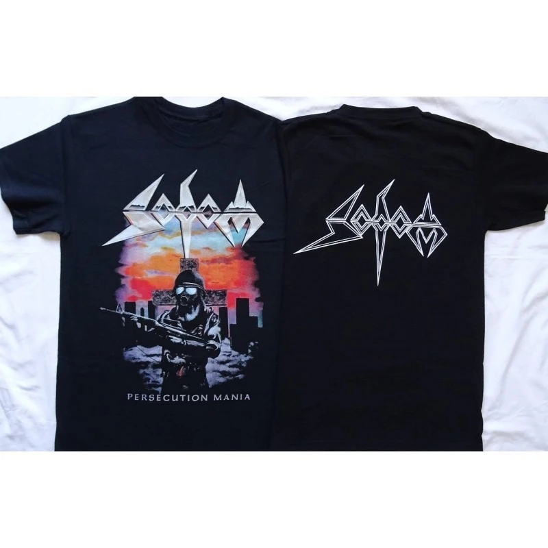

Sodom Persecution Mania Men's T-Shirt Short Sleeve Cotton Tees Retro Metal Band Tops Y2k Brand T-shirt Summer Men Women Clothing