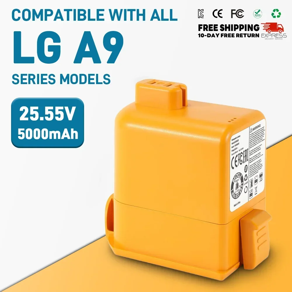 

Replacement Battery for LG A9 Cord Zero A9,A9S,P9,A9K-CORE,A9MAX,A9T-Ultra,A9K-PRO,A9N,A9M,A9 Plus 25.55V 5000mAh