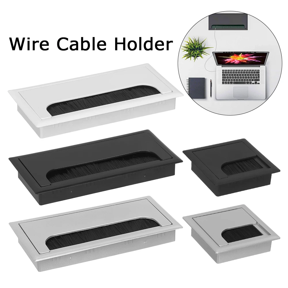 Uxcell 2-Pack Cable Hole Cover – 2-9/16" (65mm) ABS Desk Wire Grommet, Silver Cord Organizer For Office & Computer Desks