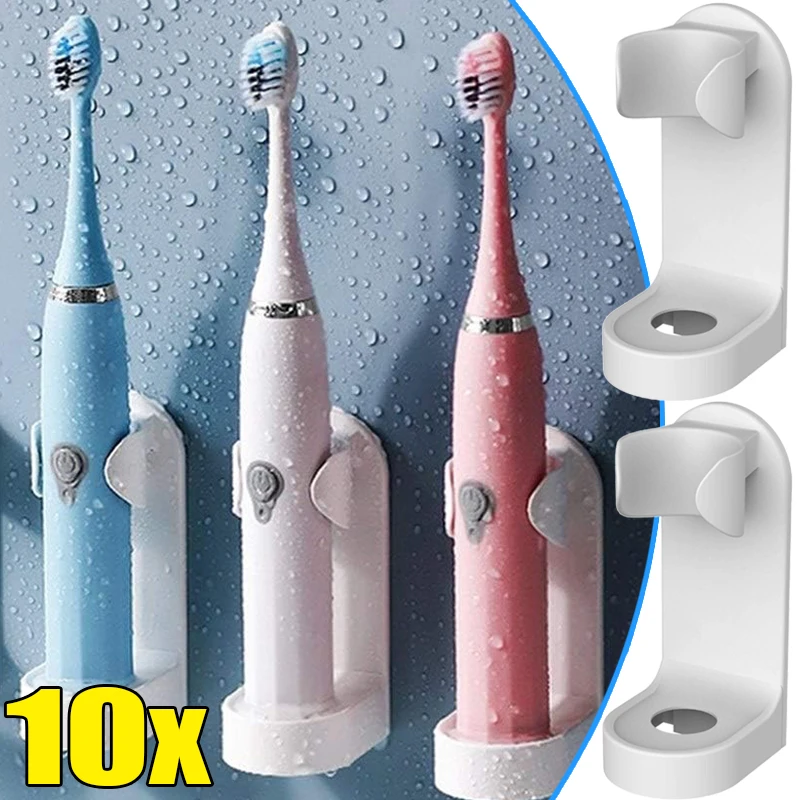 Toothbrush Stand Wall-Mounted Electric Toothbrush Holder Traceless Tooth Brush Drain Rack Space Saving Hook Bathroom Organizer