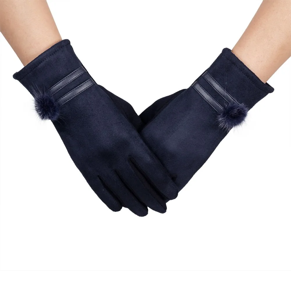 Gloves Solid Blue Mittens Warm Women Winter Soft Wrist Gloves Gloves Lady Elegant Party Gloves Essential For Winter