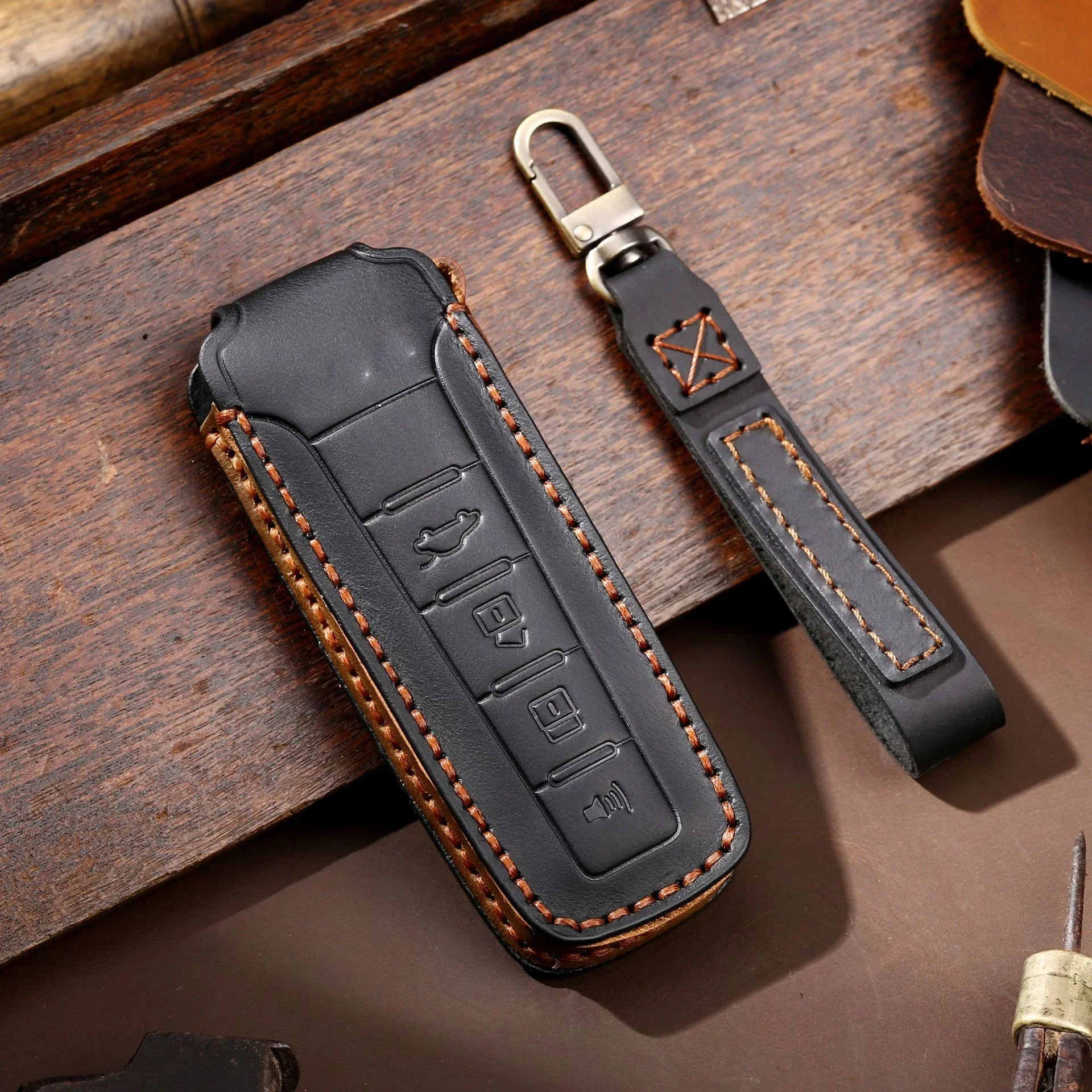 Leather Car Key Case Fob Cover For Wey Coffee 01 Tank Tank300 TANK 300 500 Keychain Accessories