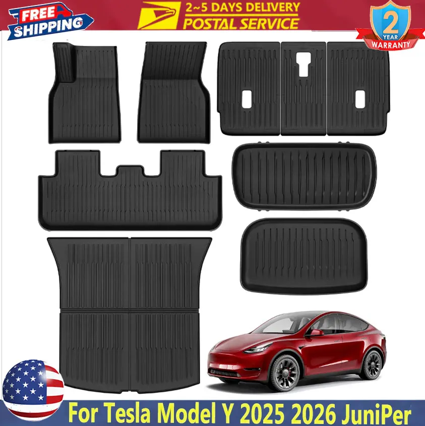 

Floor Mats For Tesla Model Y Juniper 2025 2026 5 seat TPE All Weather Car Liner Highland Floor Mats Trunk Liners Full Protection