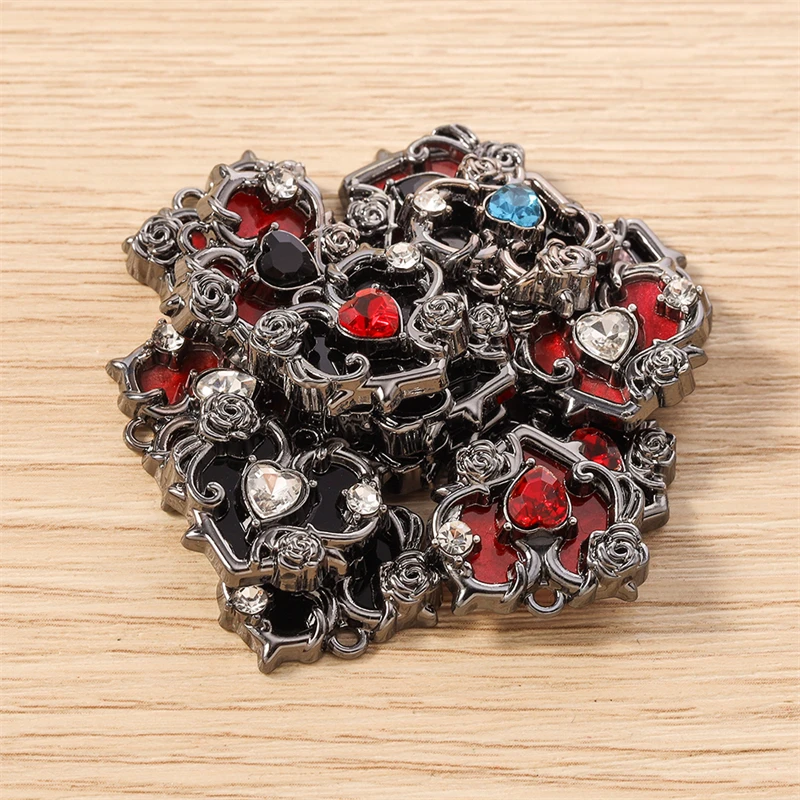 5 Stück 20x18mm Niedliche Kristall-Metall-Herzanhänger für Schmuckherstellung, Halsketten, Ohrringe, Armbänder, DIY-Bastelzubehör – Detail 12