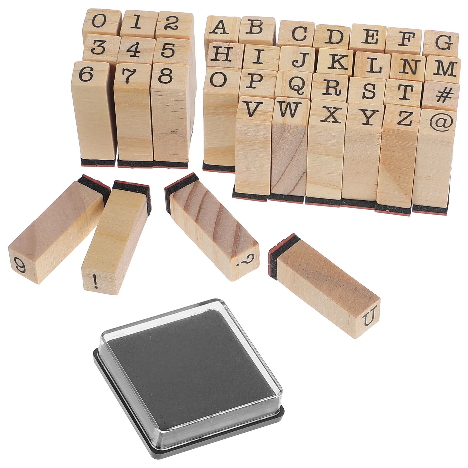 40 Pcs Alphanumeric Stamp Wood Stamps for Crafting Scrapbooking Letters Vintage