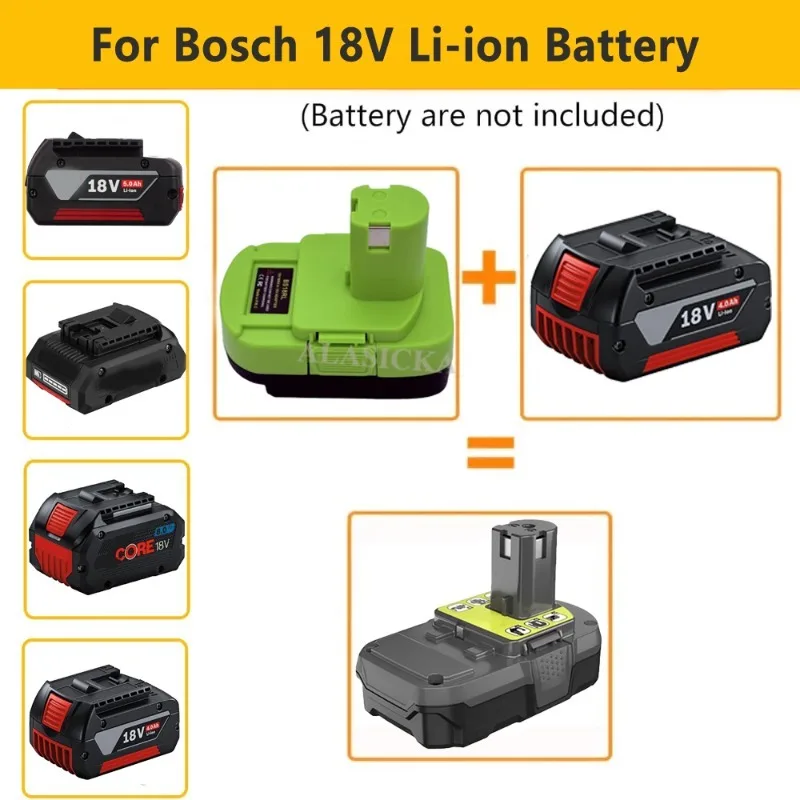 ALASICKA BS18RL Battery Adapter Converter for Bosch 18V Lithium-ion Battery Convert To Work for Ryobi 18V Cordless Power Tools