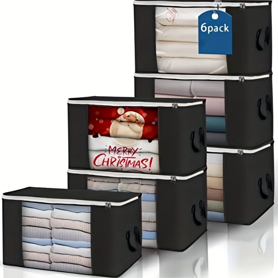 

6PCS fabric storage bag, large storage bag, foldable closet organizer storage container with durable handle, thick fabric, used