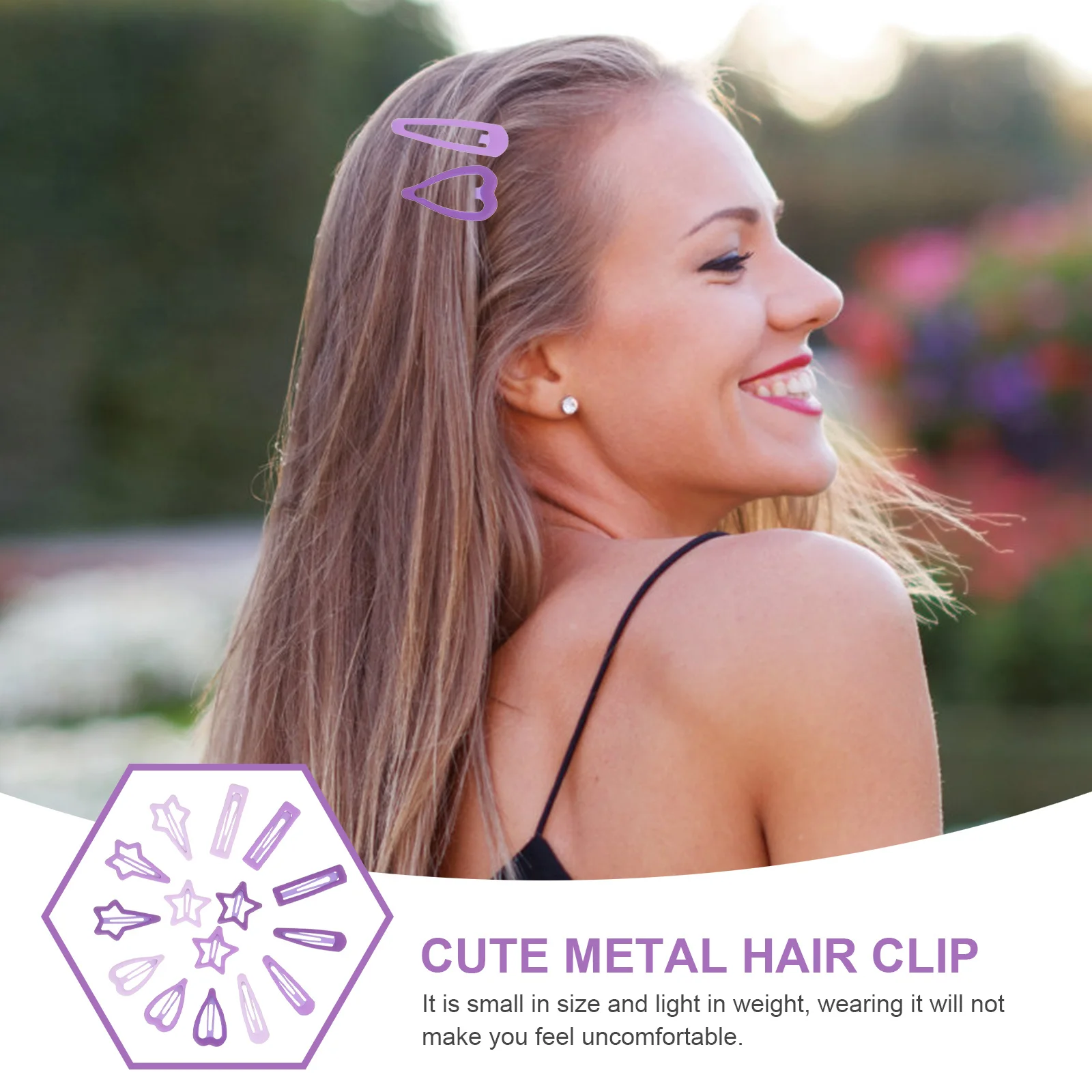 

15pcs Metal Hair Clips Star Barrettes For Girls Purple Heart Snap Accessories Small Clips Thin Thick Hair Birthday Wedding Party