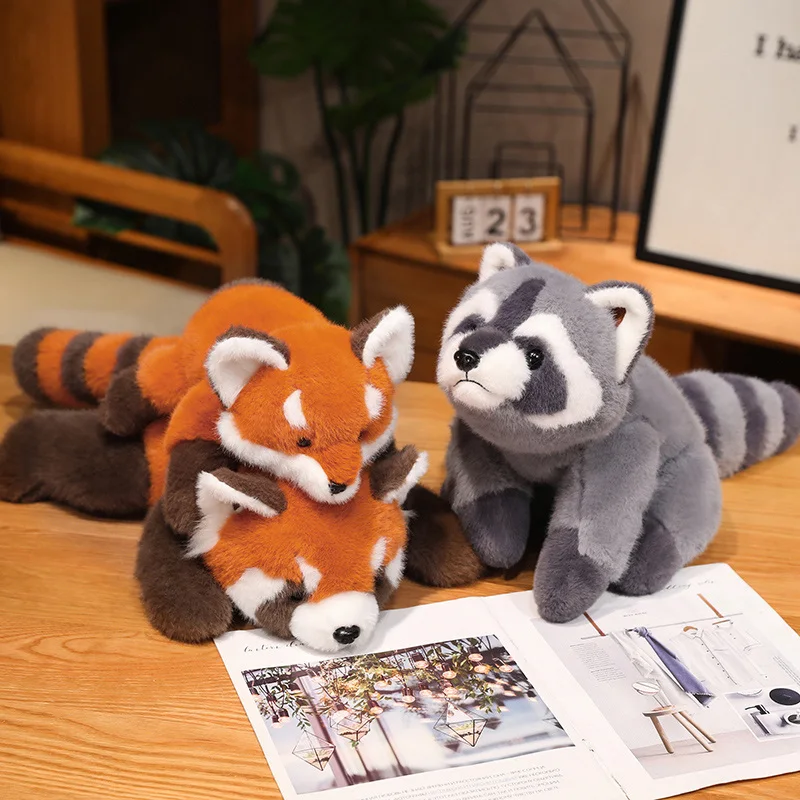 

30-65cm Lying Fox and Raccoon Plush Toy Soft Red Panda Animal Sleep Pillow Lovely Stuffed Raccoon Fox Cushion Birthday Present