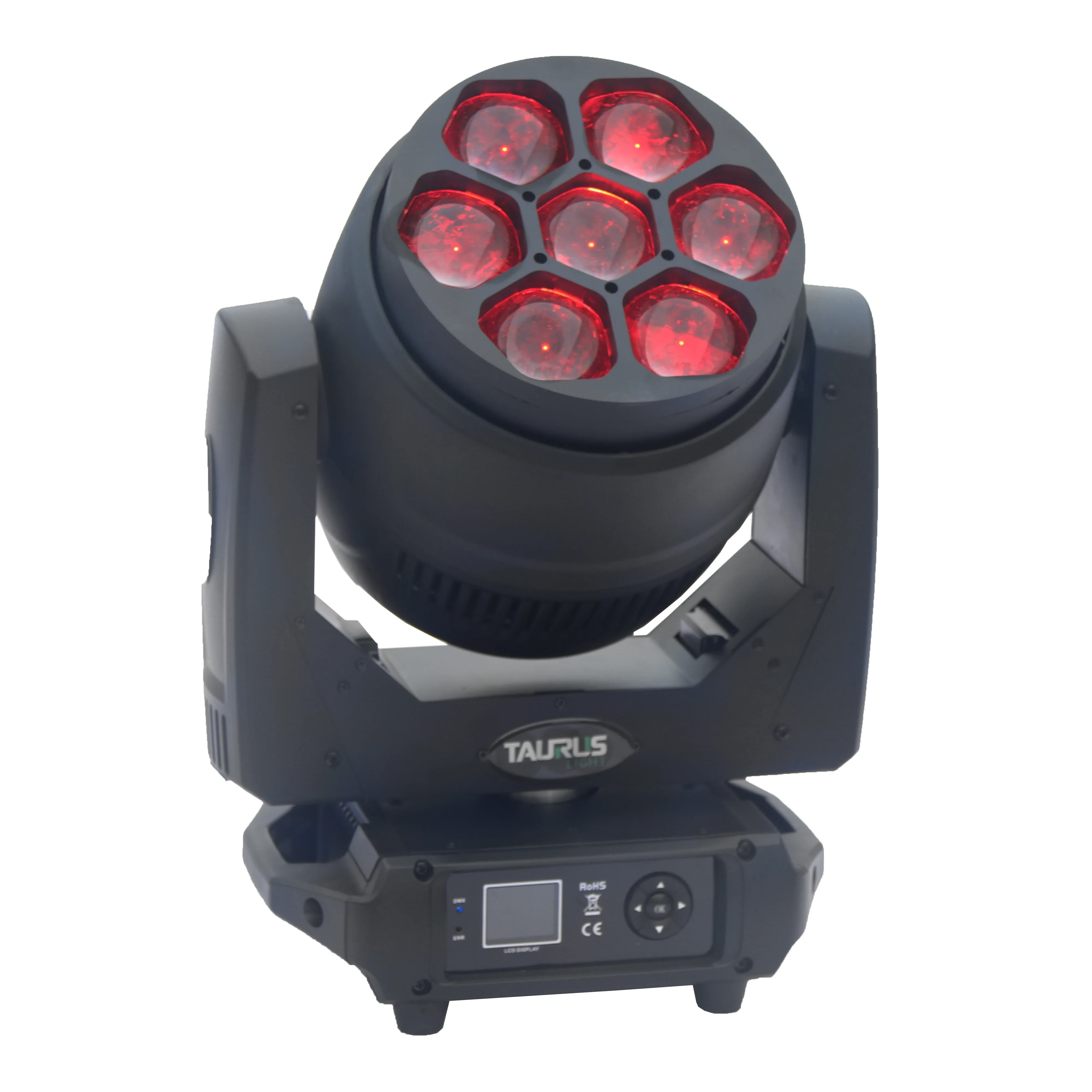 Haz de luz móvil para DJ, 7x40W, RGBW, LED, arandela, zoom