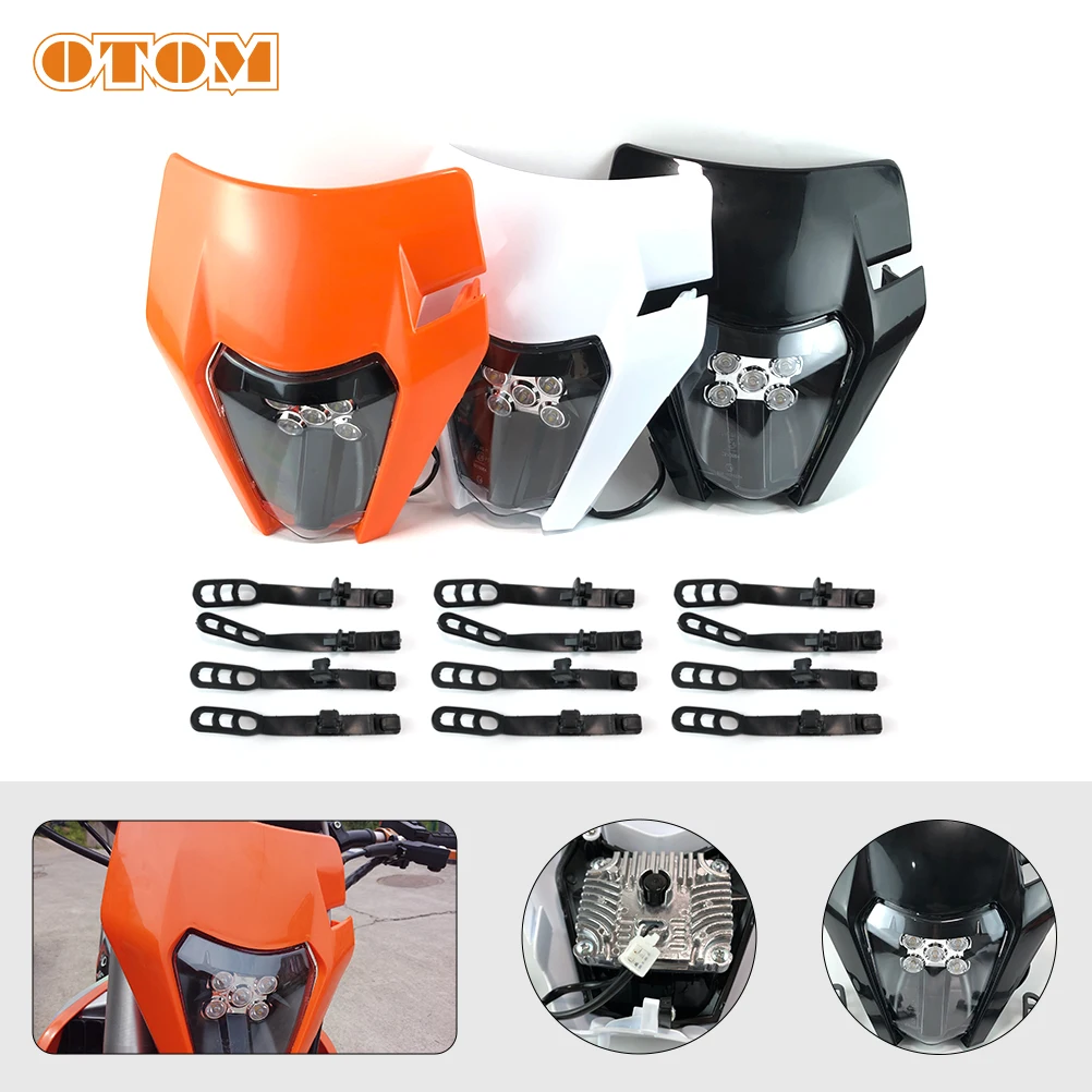 OTOM Motorcycle Enduro LED Headlight Fairing With Bulb Dirt Bike Motocross Headlamp Head Light 12V For KTM SX F EXC XCF FE TE FC